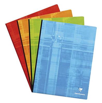 Clairefontaine 69342C A Clothbound Notebook - 24x32 cm - 192 Small Square Pages - 90 g White Paper - Laminated Card Cover - Random Colour