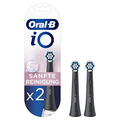 Oral-B iO Gentle Care Testine Spazzolino Elettrico, Confezione da 2 Testine di Ricambio Nere, Pulizia Delicata ed Efficace di Gengive e Denti Sensibili