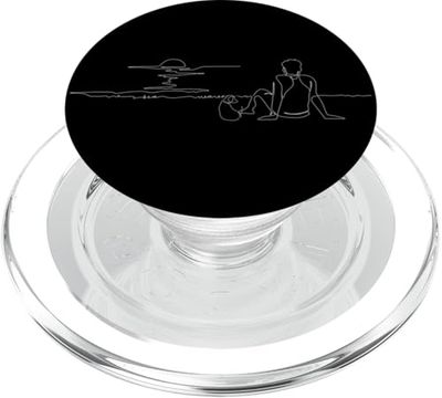 Arte lineal de Sunset Beach PopSockets PopGrip para MagSafe