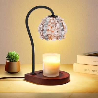 CABRHEART Candle Warmer Lamp with Timer, Dimmable Electric Candle Warmer Melter, Small & Large Jar Fragrance Candle Holders for Home Decoration Valentine's Day Gift, White-Orange