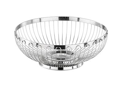 APS 30230 Panier en acier inoxydable poli brillant pour pain ou fruits Ø 25,5 x 9,5 cm