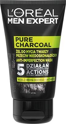 L'Oréal Paris Men Expert Pure Charcoal Gel detergente viso contro le imperfezioni, pulizia efficace, 100 ml