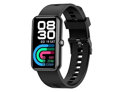 Trevi T-FIT 210 Slim Smartband Cardio-armband met groot lcd-kleurendisplay, Bluetooth, gezondheidscontrole, slaapmonitoring, bloedzuurstof, waterdicht IP67, zwart