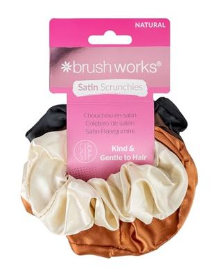 Brushworks Nude Satin Scrunchies