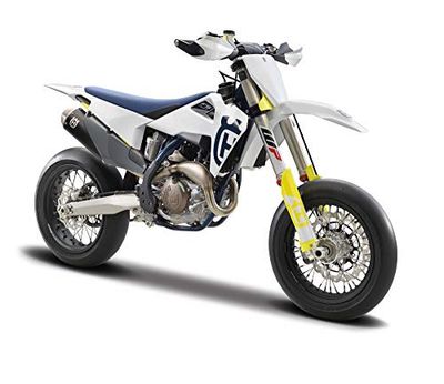 Bburago Husqvarna FS 450 Supermoto – Échelle 1/18 – Réplique de Moto moulée sous Pression Incroyablement détaillée, Blanc