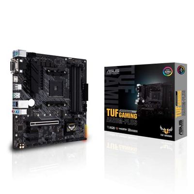 ASUS TUF Gaming A520M-Plus AMD A520 (Ryzen AM4) micro ATX motherboard with M.2 support, 1 Gb Ethernet, HDMI/DVI/D-Sub, SATA 6 Gbps, USB 3.2 Gen 2 Type-A, and Aura Sync RGB lighting support ,