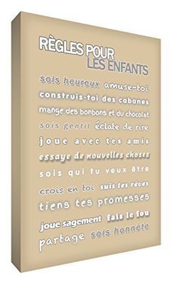 Little Helper Feel Good Art canvas op frame muursticker, moderne stijl kinderen regel beige 60 x 40 cm