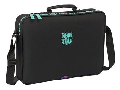 Safta M385, F.C. Barcelona 3ème ÉQUIPATION-Portefeuille extrascolaire, Porte-Tout, bandoulière, Confortable et Polyvalent, qualité et résistance, 38 x 6 x 28 cm, Couleur Noire Mixte Enfant, Estándar