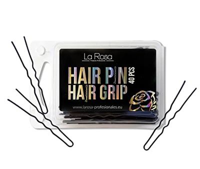LaRosa Épingles à cheveux - En forme de U de 6.5 cm - En métal solide - Pour les salons de coiffure - 1 paquet de 40 pièces - Noir