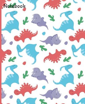 Dino Notebook | Wide Rule Notebook | 7.5 x 9.25, 120 pages | For kids, teens and adults