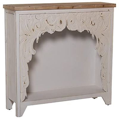 DRW Ingangsconsole van hout, gesneden, antiek en natuurlijk, 101 x 29 x 100 cm