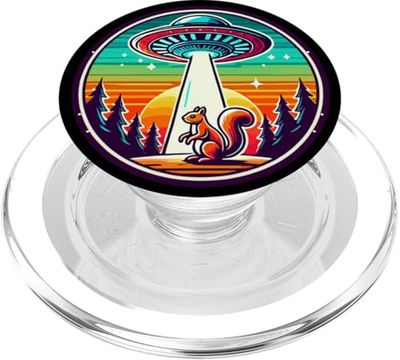 Scoiattolo rapito astronave alieno rapimento spazio esterno PopSockets PopGrip per MagSafe