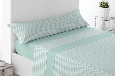 Miracle Home. Vichy lakanset 4-delat lakanset, justerbart underlakan, bänkskiva och 2 örngott, grönt 150 x 200 säng 150 + 2 örngott 70 x 45