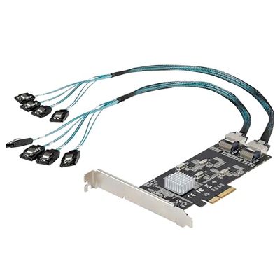 StarTech.com Scheda SATA PCI Express a 8 porte, Adattatore/convertitore PCIe per SSD/HDD SATA con 4 Controller Host, Scheda di Espansione SATA 3 PCIe x4 Gen 2 a SATA III 6 Gbps (8P6G-PCIE-SATA-CARD)