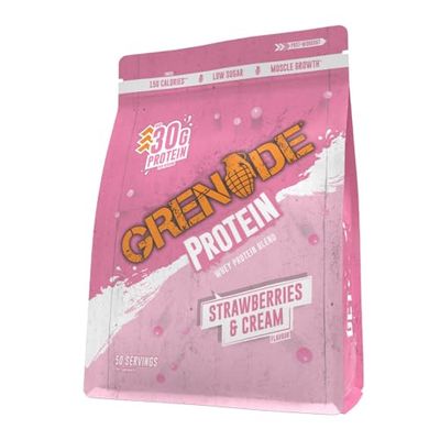 Grenade Whey Blend High Protein Powder, Low Sugar with 30g Protein per Serving, (50 Servings) - Strawberries & Cream, 2 kg (Pack of 1)