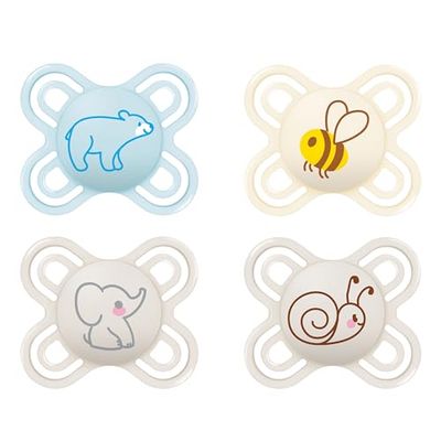 MAM Perfect Start - Lot de 4 tétines pour bébé de 0 à 2 mois - En silicone SkinSoft - 94% d'acceptation - Prévient les mauvais alignements dentaires - Développées avec des dentistes - Silicone