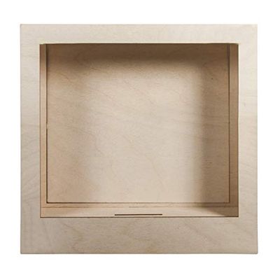 Rayher DIY Kit Wooden Shadow Box Frame, 3D Frame for Crafts, Frame Building Set, natural wood, 8 pieces, 24x24x6.6cm, 62854505