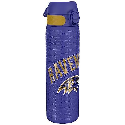 Ion8 Borraccia Acciaio Inox, 600ml, a Prova di Perdite, Facile da Aprire, Serratura Sicura, Lavabile in Lavastoviglie, Adatta a Portabicchieri, Maniglia per il Trasporto, Durevole, Design NFL Ravens