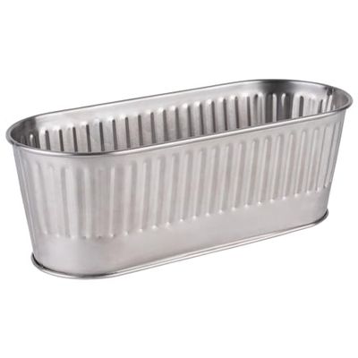 APS 11752 Cubertero/Cesta, panera, Cesta para Plantas, 29,5 x 12 cm, Altura 10 cm, 2 litros, Acero Inoxidable, Negro