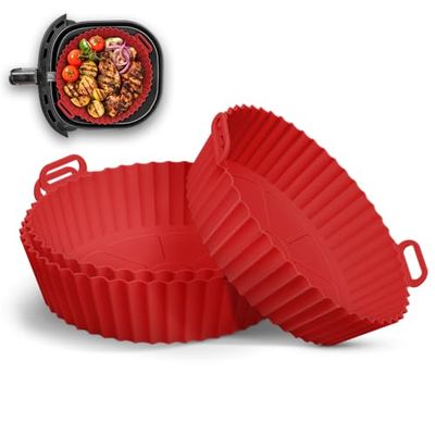 Keplin Silicone Air Fryer Liners - 3 Pack Non-Stick Reusable Silicone Liners, Dual & Tower Air Fryers - BPA-Free, Heat Resistant to 230°C, Dishwasher Safe Air Fryer Liner