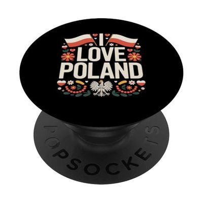 Diseño simbólico patriótico I Love Poland PopSockets PopGrip Adhesivo