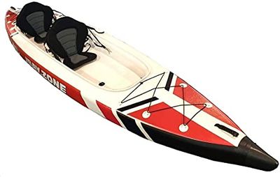 JBAY.ZONE V-Shape Duo, Kayak Gonfiabile Biposto per Neofiti e Appassionati, Due Camere d'Aria, Drop-Stitch ad Alta Pressione, Pompa, 2 Pagaie a Doppia Pala e 2 Sedili Inclusi, Fino a 231kg, 426x89 cm