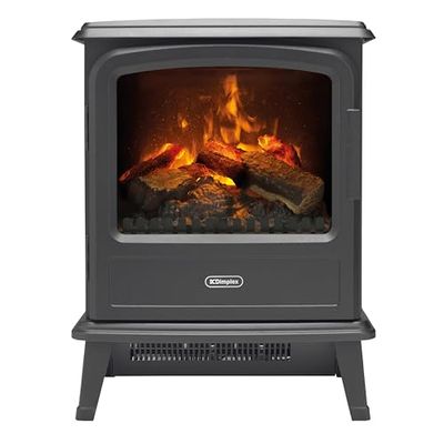 Dimplex Evandale Optimyst Electric Stove, Slate Grey Free Standing Stove with 3D Flame and Smoke Effect, 2kW Adjustable Fan Heater, Thermostat, Log Bed and Remote Control