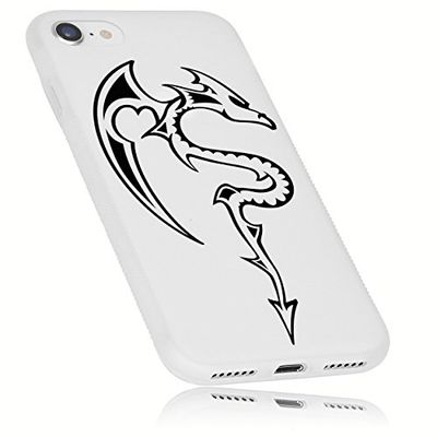 mumbi skal kompatibel med iPhone SE 2 2020/7/8 mobiltelefon fodral mobilskal double GRIP med motiv drake, transparent vit