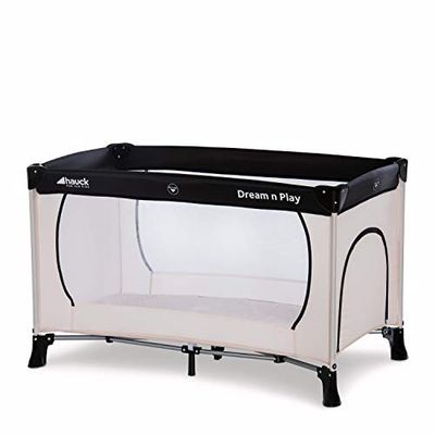 hauck Dream N Play Plus parque infantil dobrável para bebé, berço de viagem para bebé desde o nascimento até 15 kg, saco de transporte, 120 x 60 cm - bege