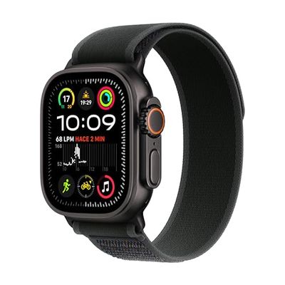 Apple Watch Ultra 2 GPS + Cellular Smartwatch, Reloj Deportivo con Caja de Titanio Negro Resistente de 49 mm y Correa Loop Trail Negro - Talla M/L. Monitor de entreno y Neutro en Carbono