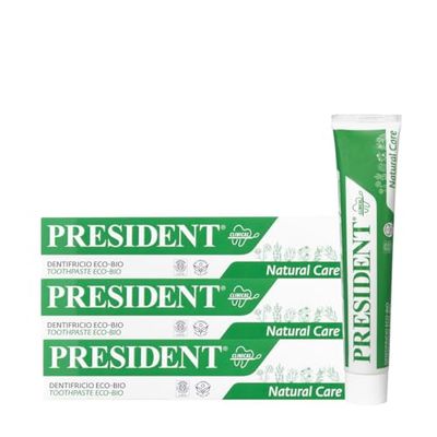 President ECO-BIO DENTIFRIC ZESTAW 3 szt. Bez Mentolu i bez fluoru. Naturalna całkowita ochrona zębów i dziąseł. Naturalne kojące działanie antybakteryjne. 3 x 75 ml