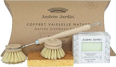 Andree Jardin - Cofanetto da tavola con spazzola sapone e spugna, colore: naturale