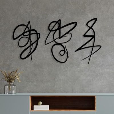 Hanah Home Elegante accesorio decorativo de pared de metal negro, 90 x 54 cm, 100% metal, 1,2 mm de grosor, perfecto para decoración moderna del hogar y espacios de oficina