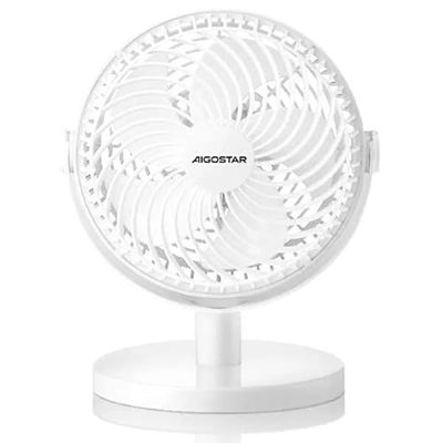 Brightium Ventilateur de table portable de 15,2 cm, 5 pales, 2 vitesses, sans batterie, blanc, idéal pour les petits espaces