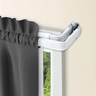 Rod Desyne Lockseam Double Curtain Rod, 84-120 inch, White