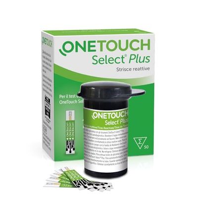 OneTouch Select® Plus Strisce reattive per 50 test glicemici per l’automonitoraggio della glicemia I 1 confezione contenente 50 strisce reattive