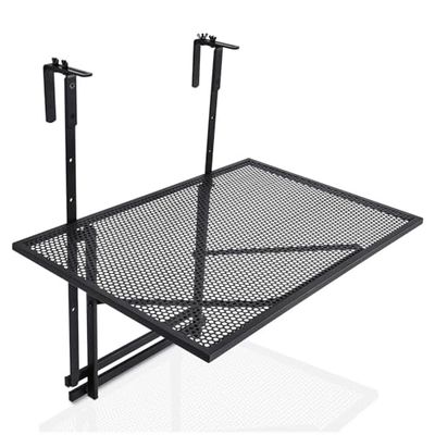 FANTASK Tavolo da balcone pieghevole in metallo, tavolo da balcone rettangolare pieghevole, portata 20 kg, 60,5 x 40,5 cm (nero)