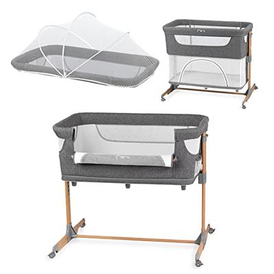 La Momi Smart-bed, 4-in-1, bijzetbed en box, voor kinderen tot 15 kg, met 5-traps hoogteverstelling, met matras, bevestigingsriemen en wielen