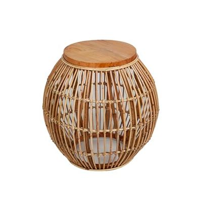 Romimex Table d'appoint Naturelle en métal rotin 45 x 50 x 45 cm