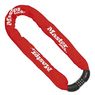 Master Lock Lucchetto Bici, Combinazione, 90 cm Catena, Rosso, 8392EURDPROCOLR, Da utilizzare con bici elettriche, da montagna, da strada, pieghevoli