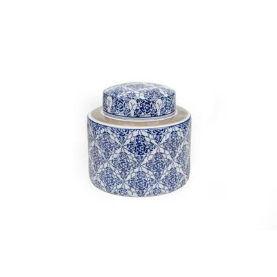 Romimex Bote Azul Blanco Porcelana 20 x 16 x 20 cm