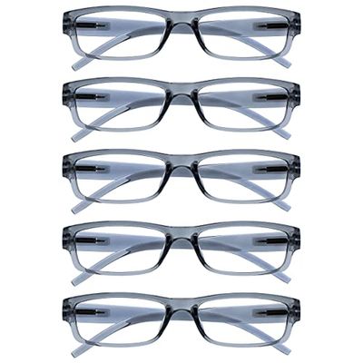 The Reading Glasses Company Grigio Valore 5 Pacco Leggero Uomo Donna Rrrrr32-7 +2,00 - 106 Gr