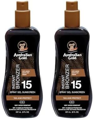 Australian Gold Instant Bronzer Spray Solare in Gel SPF15, 100ml (Paquete de 2)
