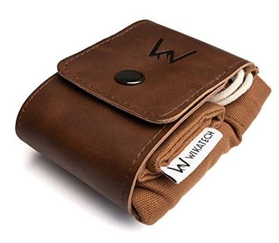 WIKA FlexBag: Borsa Bushcraft in tela, con borsa rimovibile e lavabile, marrone, in tessuto di cotone non cerato, supporto in vera pelle, borsa a fungo traspirante, marsupio