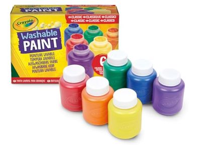 CRAYOLA - Tinta lavável para crianças, embalagem de 6 frascos de 59 ml, cores clássicas, idade recomendada: a partir de 3 anos, 54 a 1204