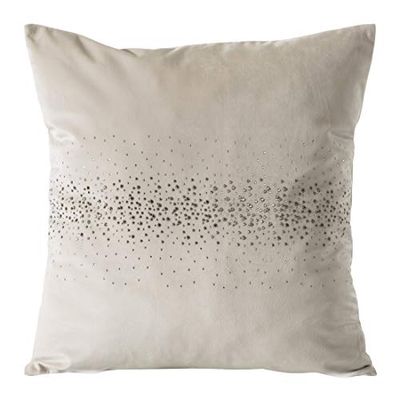 Eurofirany Housse canapé-Coussin de lit-Décoration élégante-Pierres en Velours pailletées, crème, 45 x 45 cm
