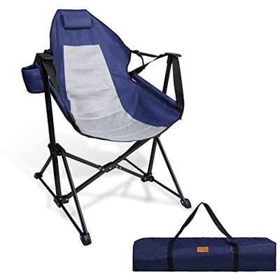 CCLIFE Schommelstoel, campingstoel, tuinstoel, opvouwbaar, klapstoel, outdoor, regisseurstoel, strandstoel met bekerhouder, hoofdsteun