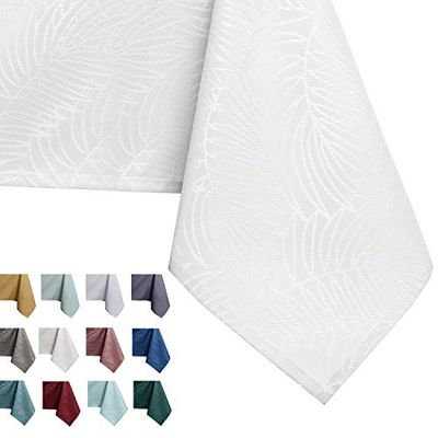 AmeliaHome Gaia Lotus Effect Water-Repellent Polyester Tablecloth 140 x 400 cm White