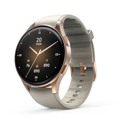 Hama | Reloj Inteligente 1.32" (Smartwatch Resistente al Agua IP68, GPS, análisis sueño, frecuencia Cardiaca, Monitor de hasta 100 Actividades, Pantalla táctil) Beige Oro