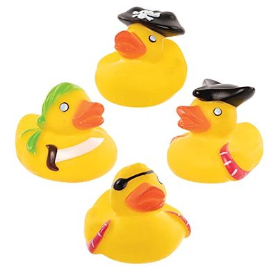 Baker Ross FE319 Pato de Goma en forma de Pirata - Paquete de 8, juguetes para bebés, rellenos de bolsas de fiesta para niños, mini juguetes para niños